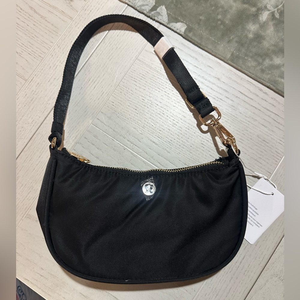 lululemon athletica Black Mini Shoulder Bag with Gold Hardware